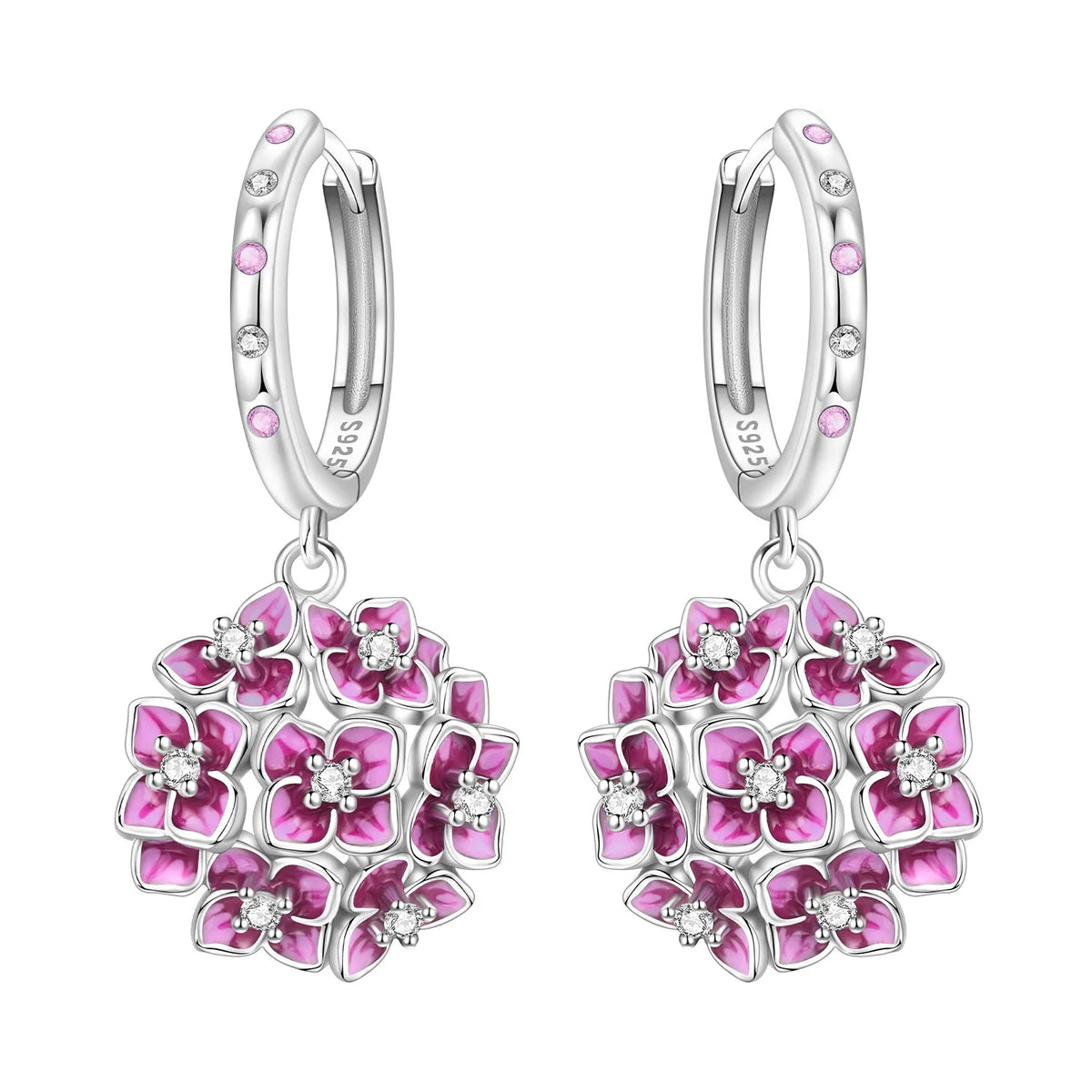 S925 Sterling Silver Iris Flower Hoop Earrings for Women