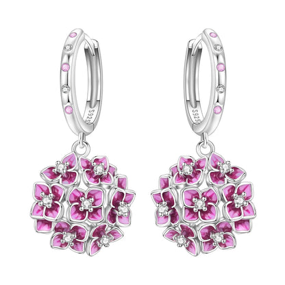 S925 Sterling Silver Iris Flower Hoop Earrings for Women