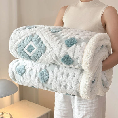 Geometric Jacquard Fleece Blanket Double Layer Taffeta