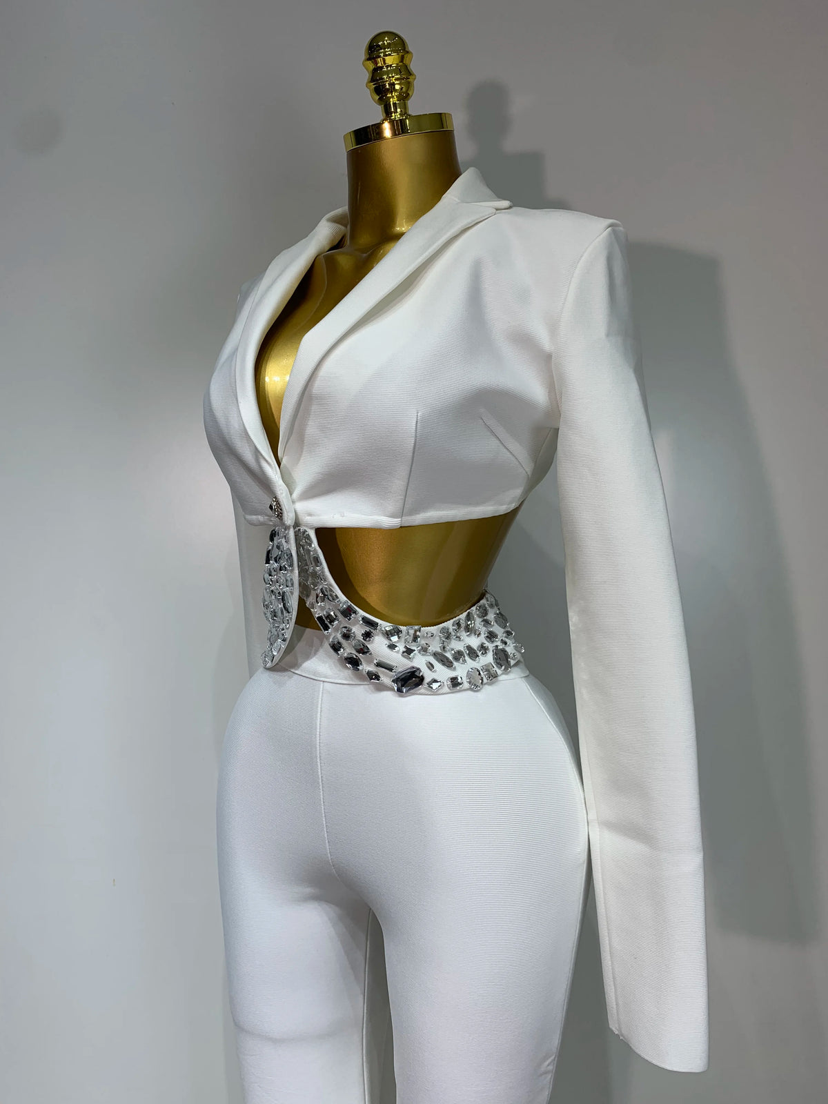 Women Beaded Bodycon Two Piece Pants Set