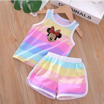 Cartoon Printed Vest and Shorts Set for Kids