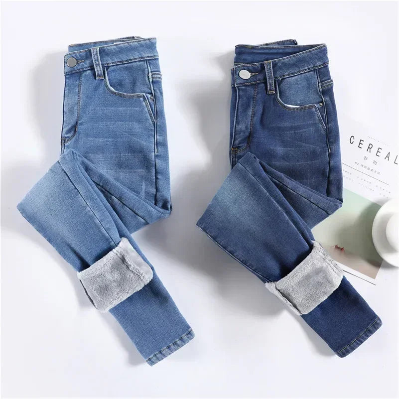Women's Winter Plush Stretch Skinny Jeans