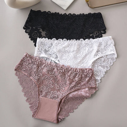 3PCS Set Floral Lace Briefs Women Underwear