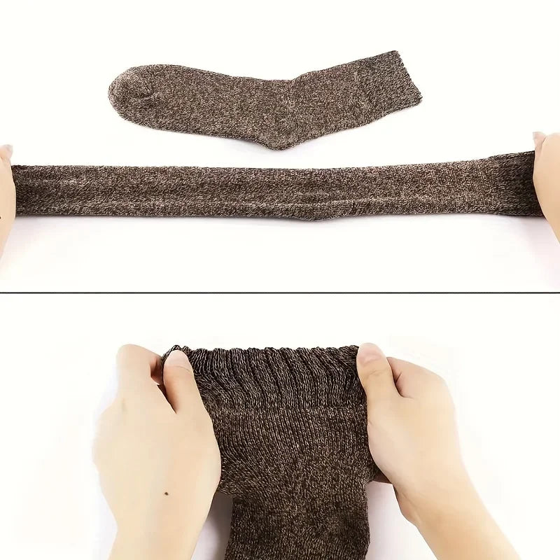 Men's Thick Warm Mid-Calf Socks, 3 Pairs Polyester
