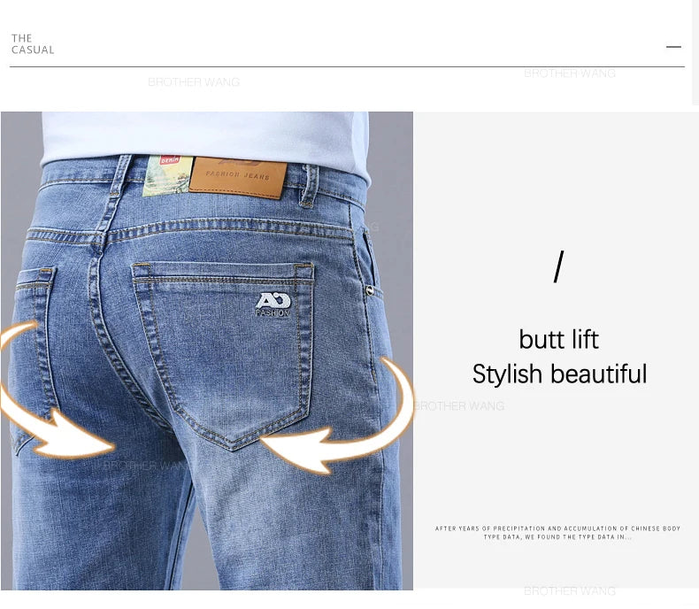 Light Blue Slim Jeans for Men in Stretch Denim