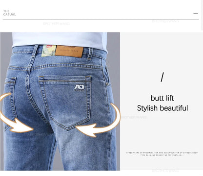 Light Blue Slim Jeans for Men in Stretch Denim