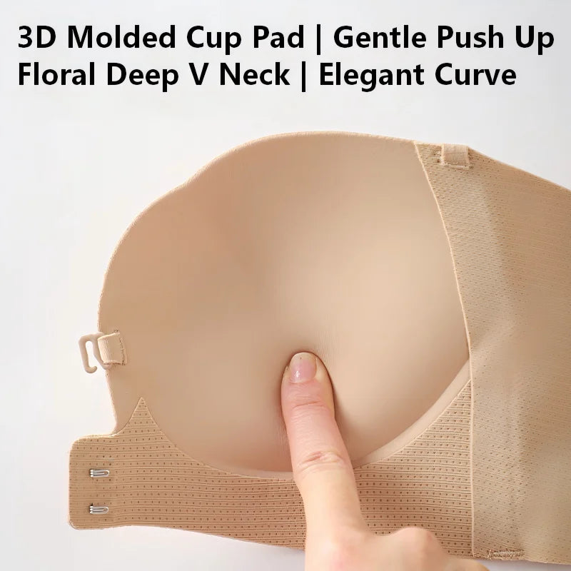 Wireless Strapless Pushup Bra 3D Molded Petal Design