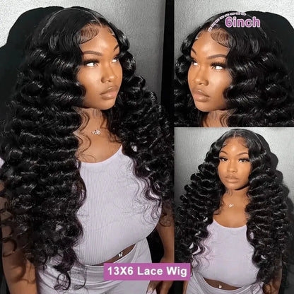 42 Inch Brazilian Deep Wave Human Hair Wig Transparent Lace