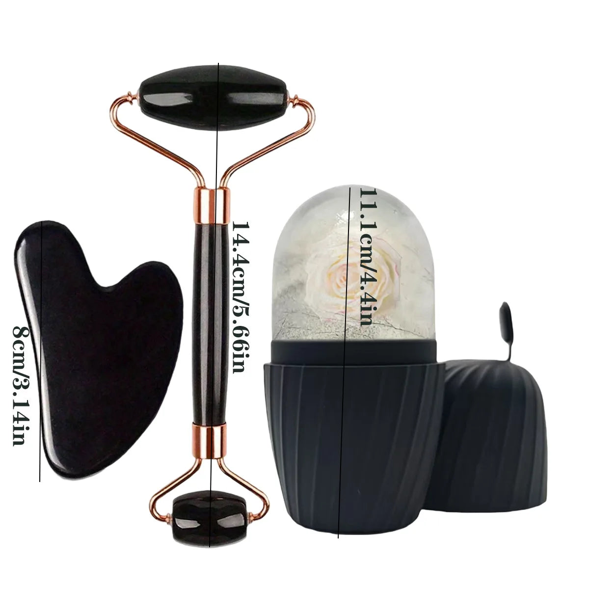 Ice Face Roller Set Gua Sha Satinless Steel Massage Tool