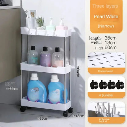 Multi-layer Metal Storage Trolley for Bathroom and Kitchen