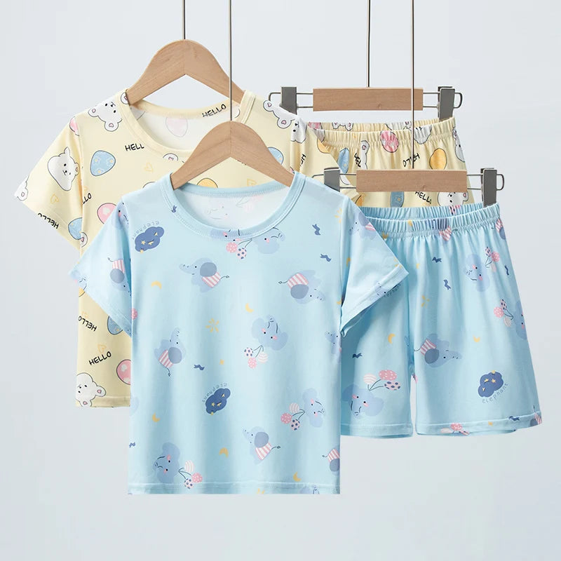 Children's Summer Short Sleeve Shorts Set