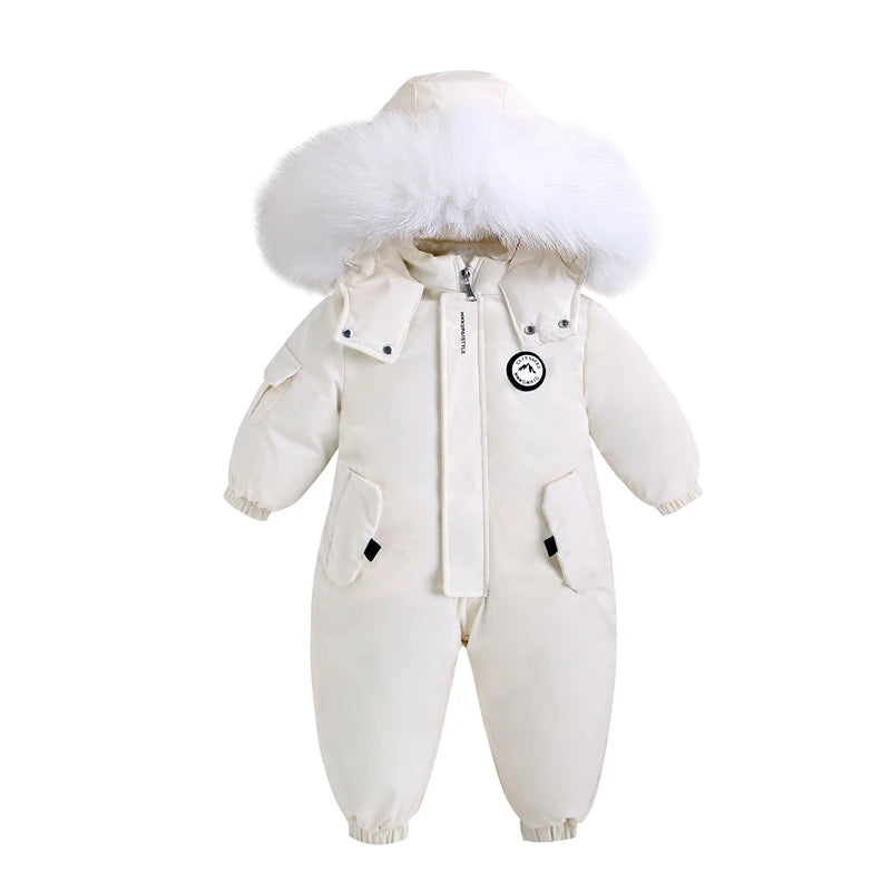 Winter Baby Ski Suit Plus Velvet Jumpsuit Waterproof
