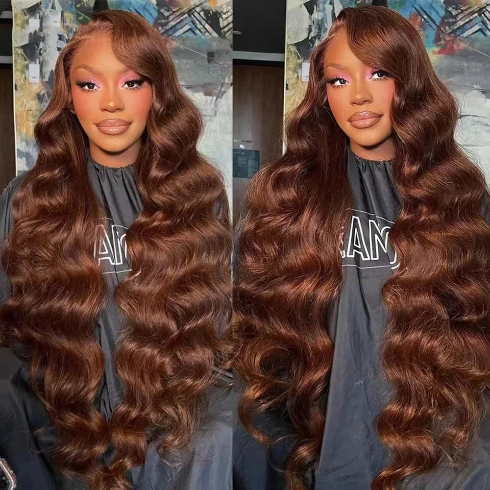 Chocolate Brown Body Wave Lace Front Human Hair Wig