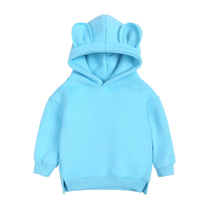 Kids Hooded Sweatshirt Cotton Solid Top for Girls