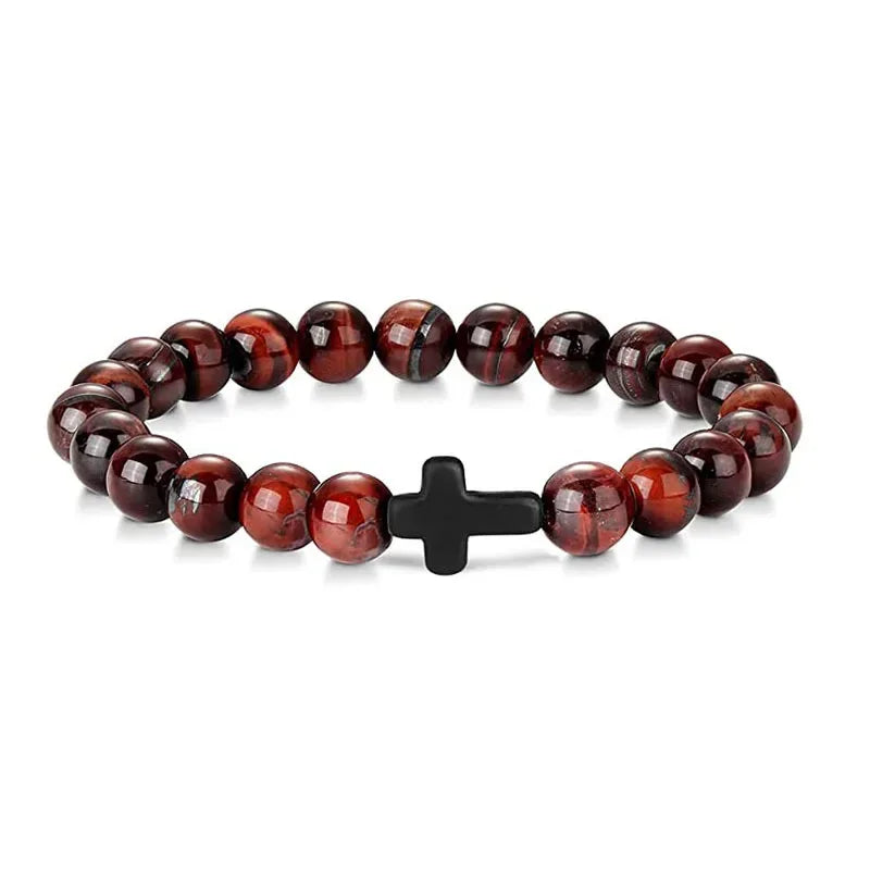 Natural Stone Wood Beads Rosary Bracelet for Meditation