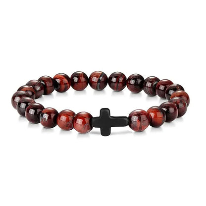 Natural Stone Wood Beads Rosary Bracelet for Meditation