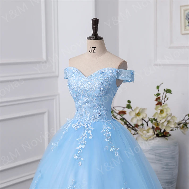 Off Shoulder Plus Size Wedding Dress Tulle and Organza