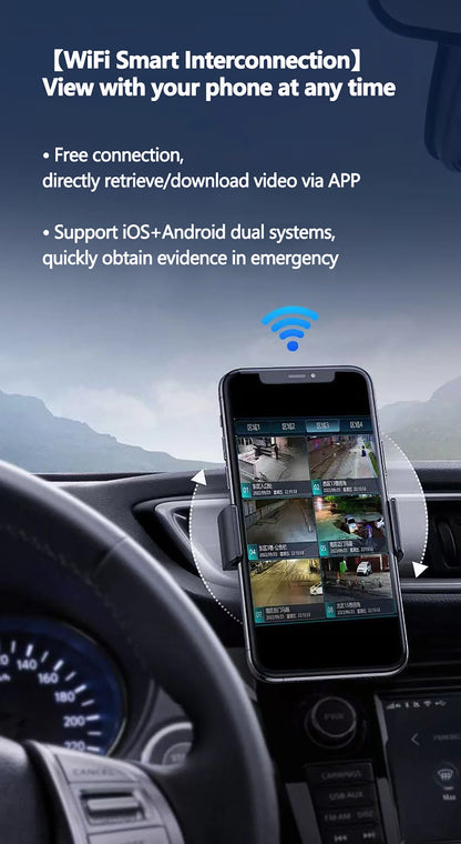 4 Channel WiFi Car DVR Dashcam with 360 Degree Recording