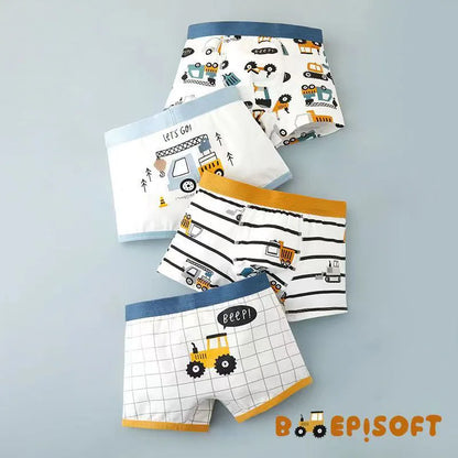 Children's Cotton Underwear Boy Briefs with Cartoon Design