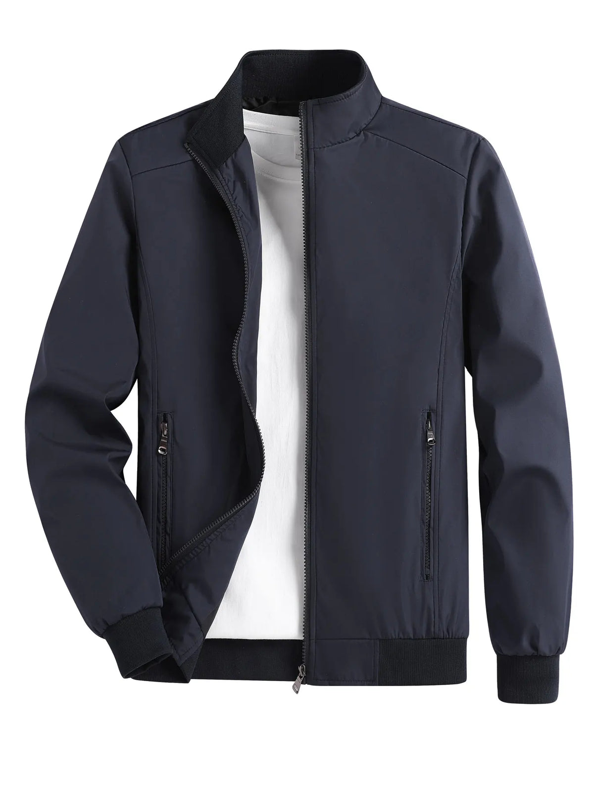Men's Casual Zipper Jacket in Polyester for Spring and Autumn