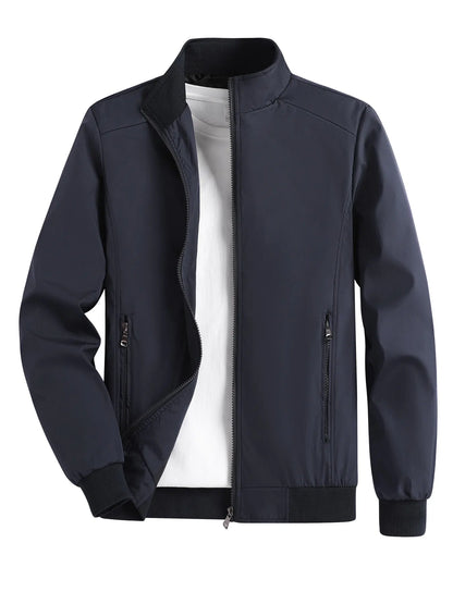 Men's Casual Zipper Jacket in Polyester for Spring and Autumn