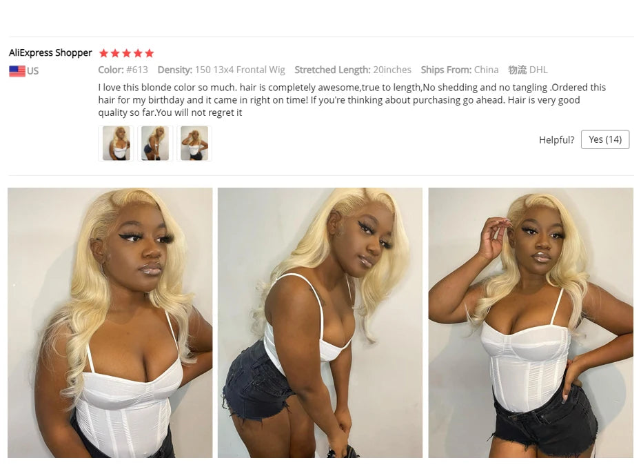 Honey Blonde Body Wave Lace Frontal Wig Brazilian Hair