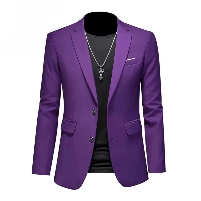 Men's White Formal Suit Jacket with Long Sleeves