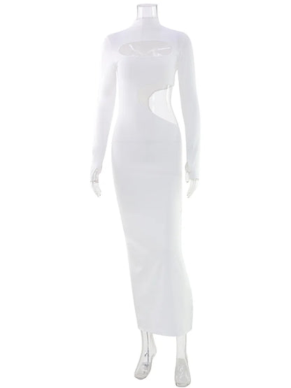 Ahagaga Solid Turtleneck Sheath Dress for Women White