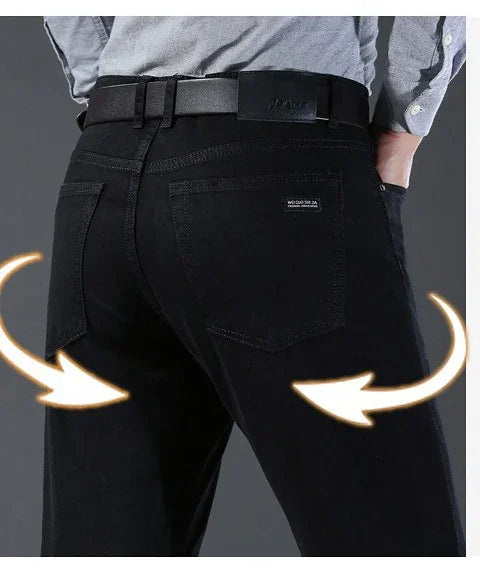 Men's Soft Stretch Black Denim Biker Jeans