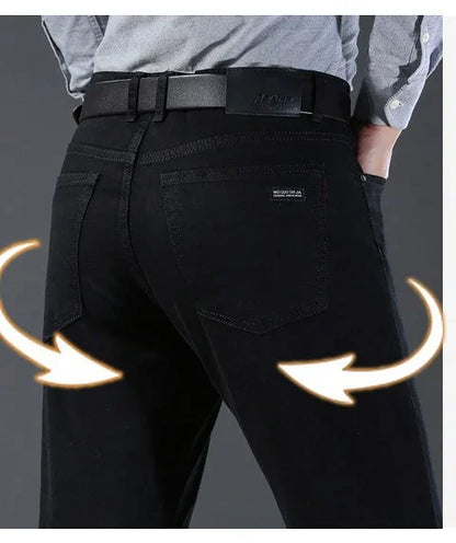 Men's Soft Stretch Black Denim Biker Jeans