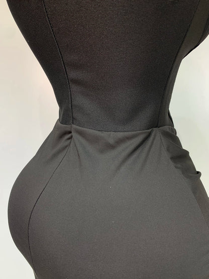 Black Off Shoulder Bodycon Dress with Diamonds