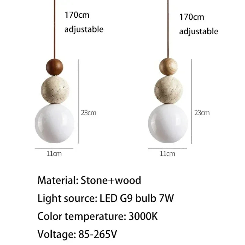 Yellow Travertine Pendant Light for Bedroom Kitchen