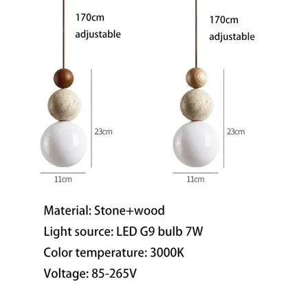 Yellow Travertine Pendant Light for Bedroom Kitchen