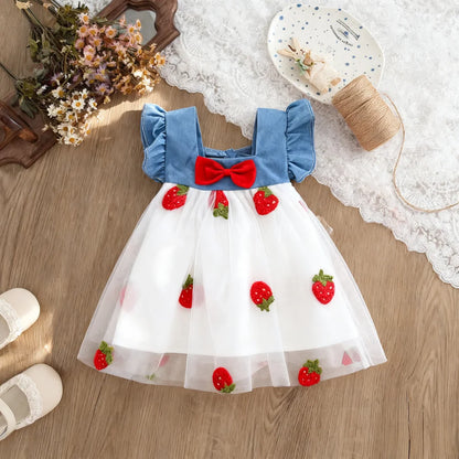 Baby Girl Summer Cherry Mesh Dress