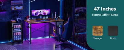 JHK 47 Inch Wood Computer Desk with 2 Drawers