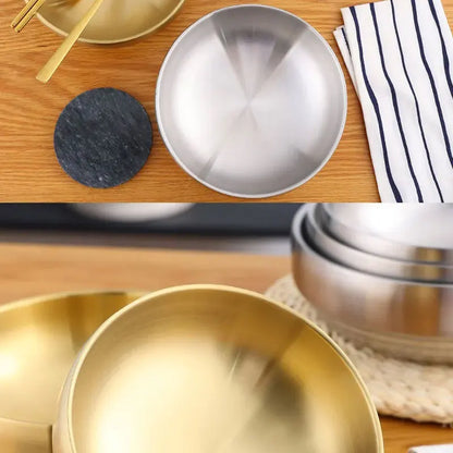 304 Stainless Steel Double Layer Noodle Bowl Gold Silver