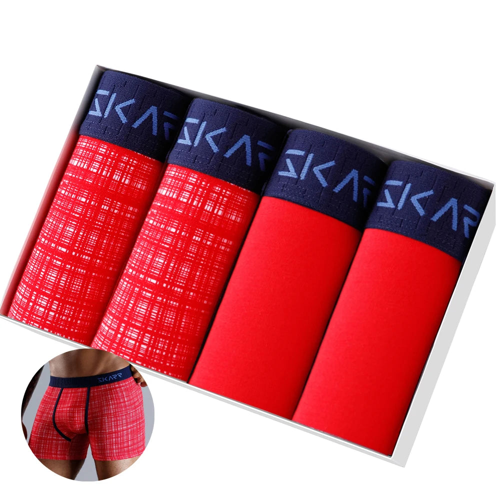 4pcs Cotton Boxer Shorts for Men Soft Underwear Set