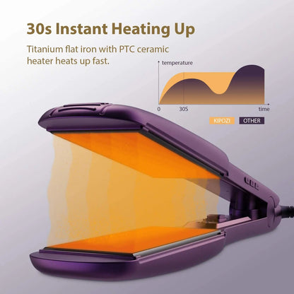 KIPOZI Titanium Flat Iron Hair Straightener with LCD Display