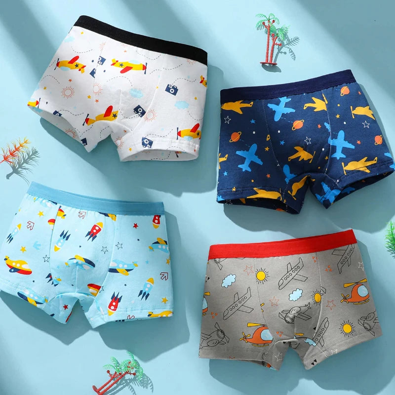 Boys Cotton Boxer Briefs with Dinosaur Print