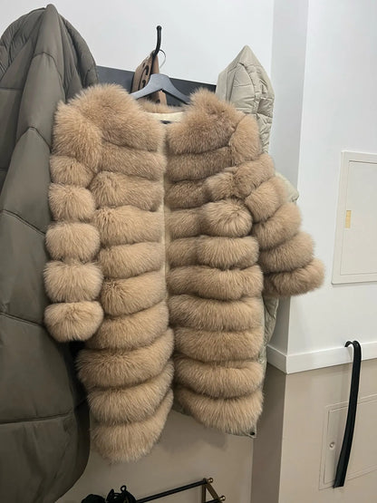 4in1 Women Fox Fur Coat Winter Outerwear