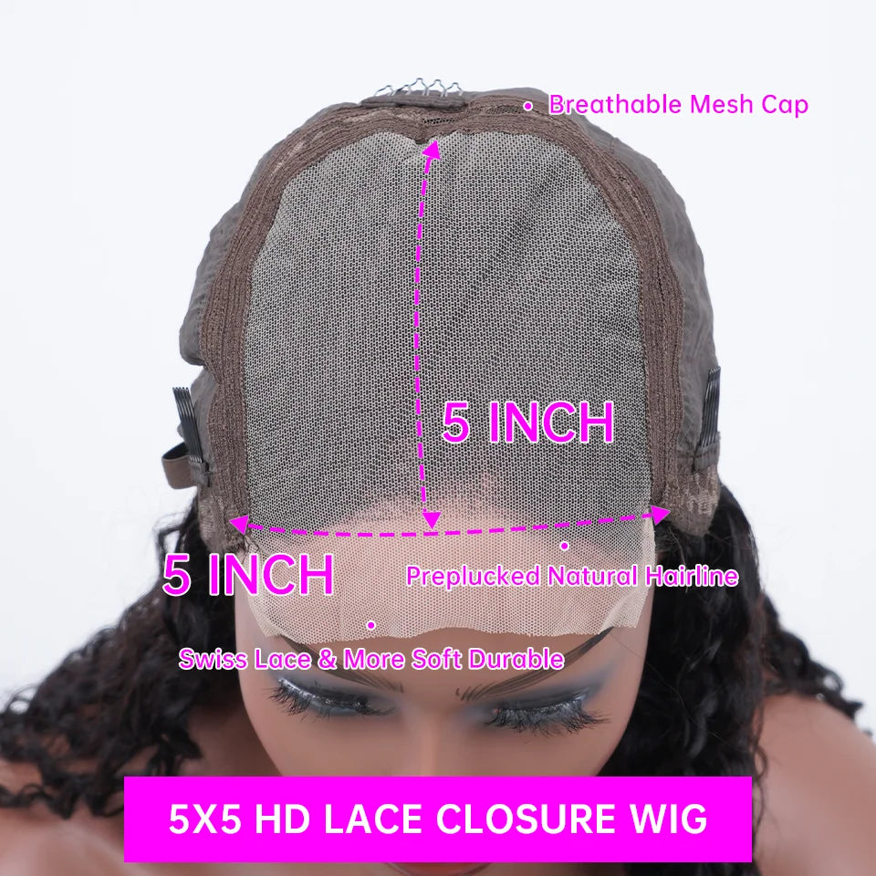 Deep Wave Frontal Wig 30 Inch Chocolate Brown Human Hair