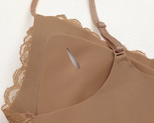 French Lace V Neck Seamless Wireless Bra S-XL