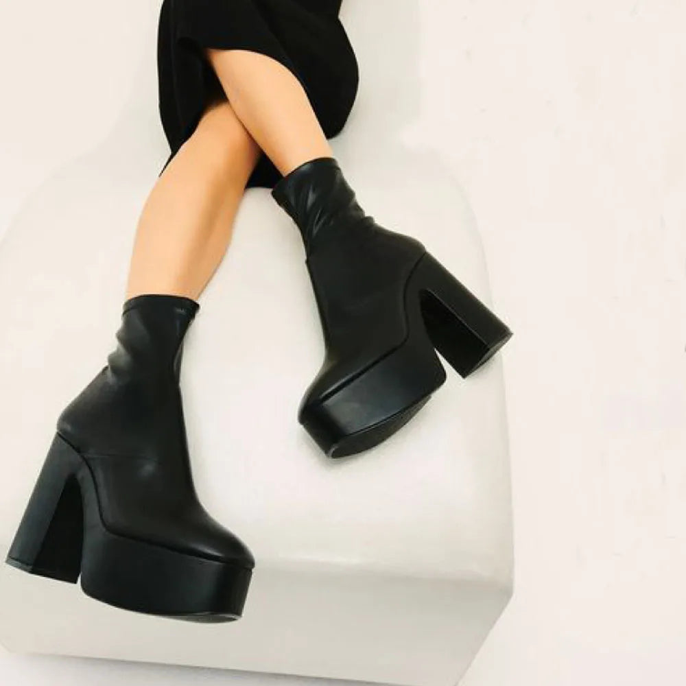 Gothic Square Toe Ankle Boots for Women