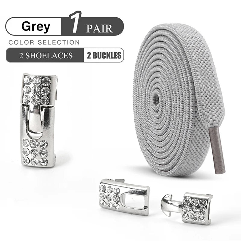 Diamond Buckle Elastic No Tie Shoelaces for Sports