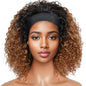 220% Density Glueless Short Curly Human Hair Wig Ginger Brown