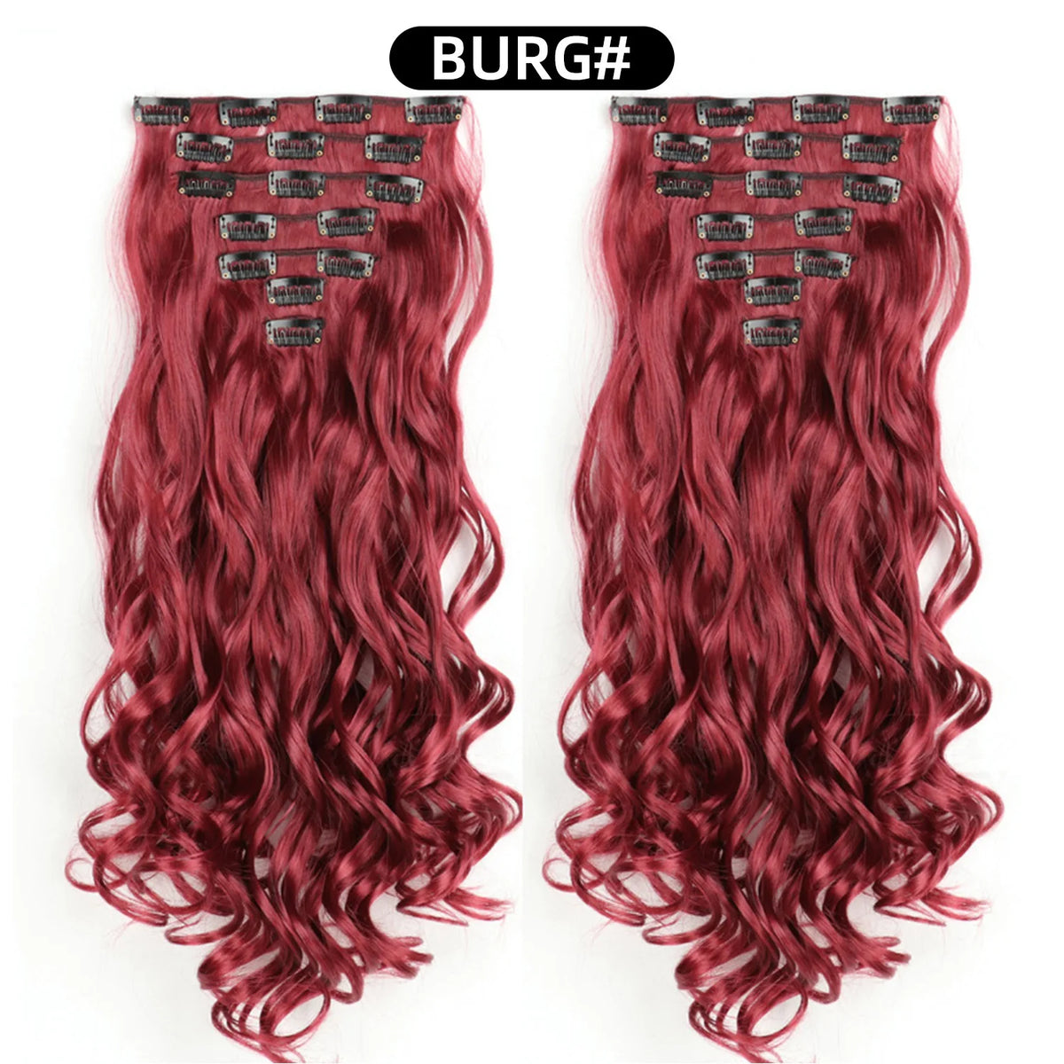 22 Inch Curly Wavy Clip In Hair Extensions Synthetic