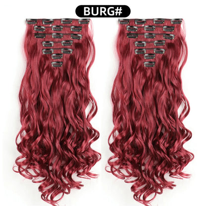 22 Inch Curly Wavy Clip In Hair Extensions Synthetic
