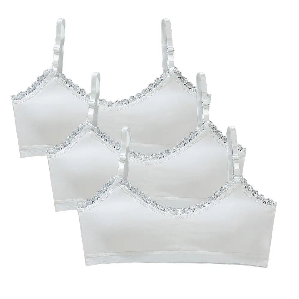 Girls Lace Training Bras Set Cotton Padded Daily Wear