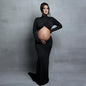 Maternity Maxi Gown Turtleneck Bodycon Dress