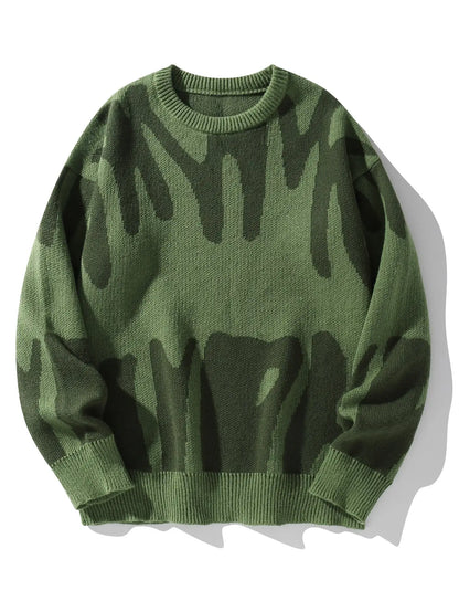 Irregular Jacquard Pattern Pullover Sweater Men Casual